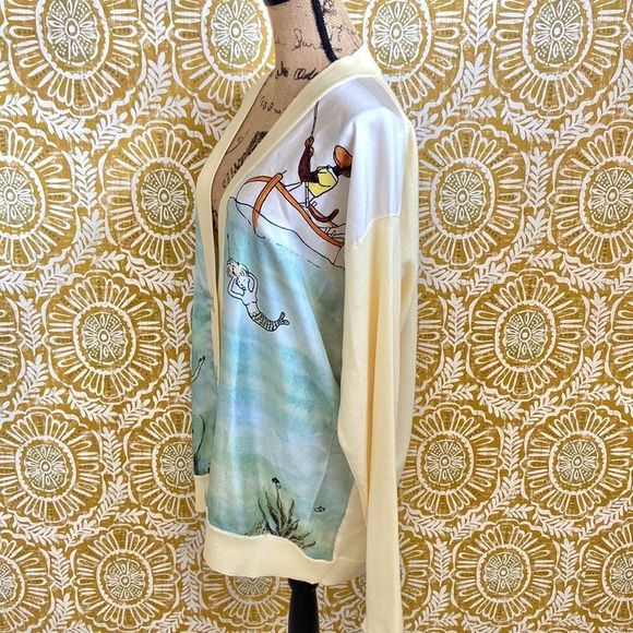 Lanvin Rare Stunning Babar Edition Yellow Virgin Wool/Silk Cardigan size L - Picture 8 of 13